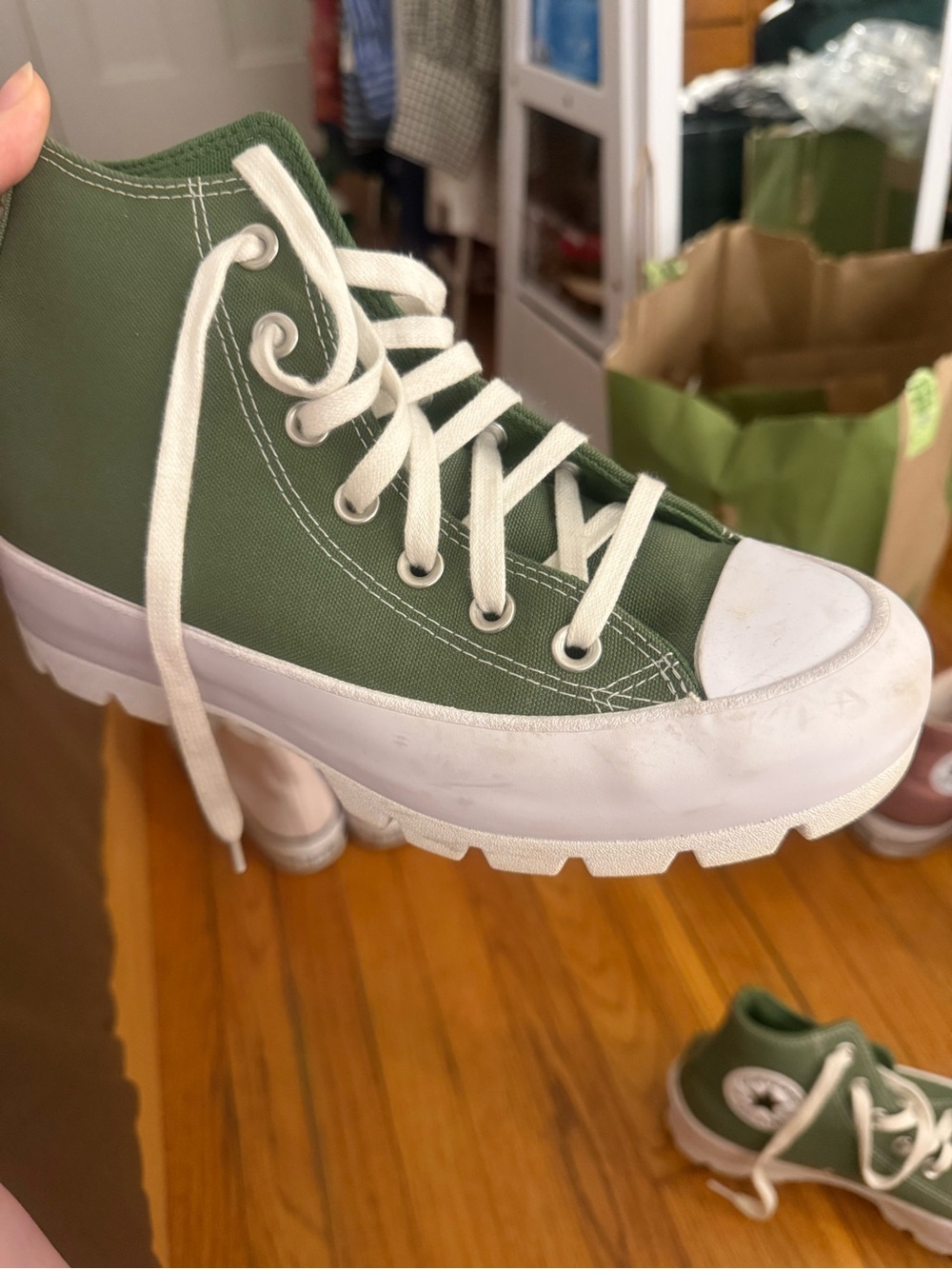 Converse Sage Green High-Top Platform Lugged Sneakers